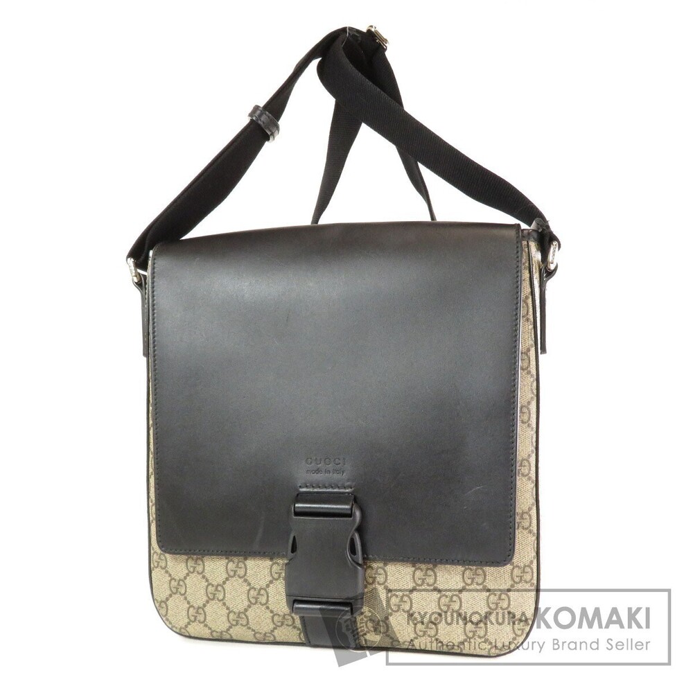 Gucci GG Supreme messenger bag beige ebony canvasblack leather flap
